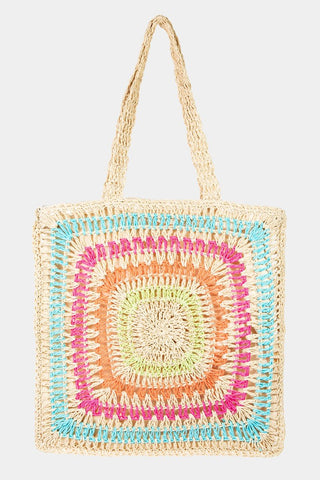 Fame Rainbow Crochet Knit Tote Bag - A Roese Boutique