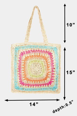 Fame Rainbow Crochet Knit Tote Bag - A Roese Boutique