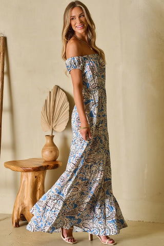 Floral Off-Shoulder Dress - A Roese Boutique