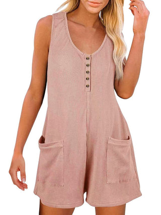 Full Size Pocketed Scoop Neck Sleeveless Romper - A Roese Boutique