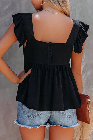 Full Size Ruffled Square Neck Cap Sleeve Blouse - A Roese Boutique