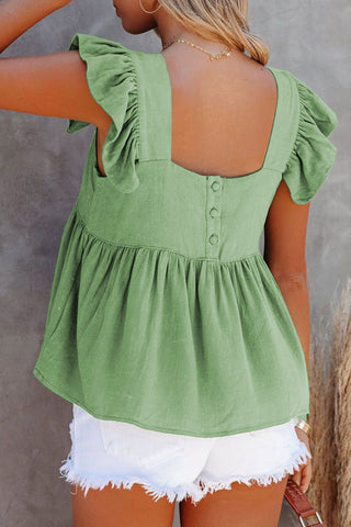 Full Size Ruffled Square Neck Cap Sleeve Blouse - A Roese Boutique