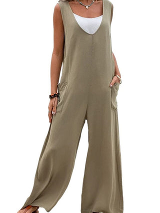 Full Size Wide Strap Jumpsuit with Pockets - A Roese Boutique