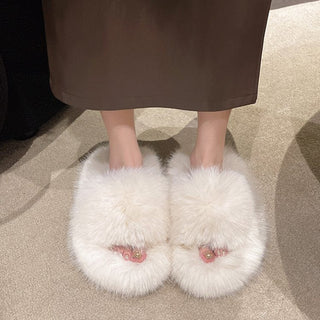 Fuzzy Open Toe Platform Slippers - A Roese Boutique