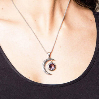 Gemstone Silver Moon Pendant Necklace by Tiny Rituals - A Roese Boutique