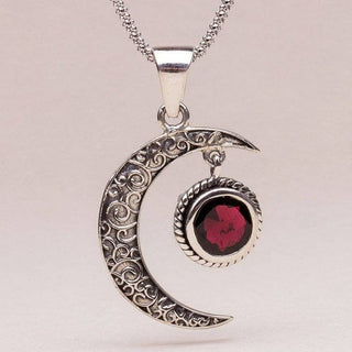 Gemstone Silver Moon Pendant Necklace by Tiny Rituals - A Roese Boutique