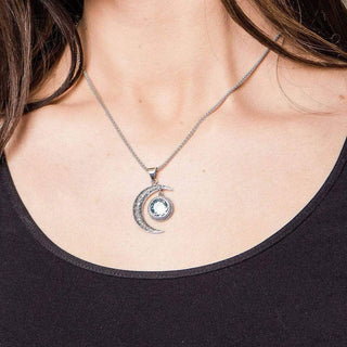 Gemstone Silver Moon Pendant Necklace by Tiny Rituals - A Roese Boutique