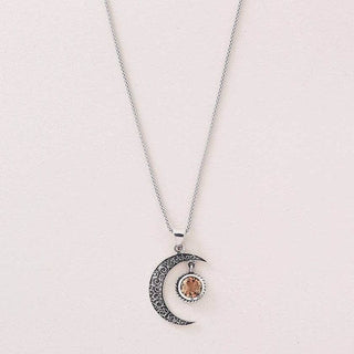 Gemstone Silver Moon Pendant Necklace by Tiny Rituals - A Roese Boutique