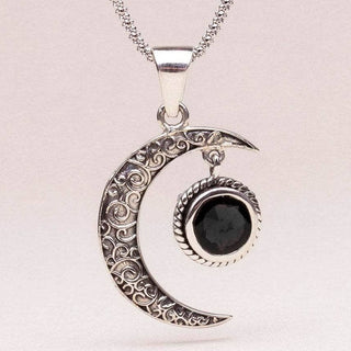 Gemstone Silver Moon Pendant Necklace by Tiny Rituals - A Roese Boutique