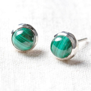 Genuine Malachite Silver or Gold Stud Earrings by Tiny Rituals - A Roese Boutique