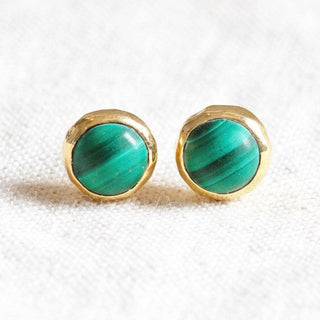 Genuine Malachite Silver or Gold Stud Earrings by Tiny Rituals - A Roese Boutique