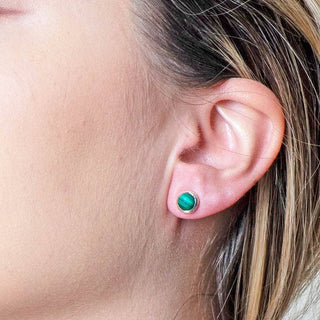 Genuine Malachite Silver or Gold Stud Earrings by Tiny Rituals - A Roese Boutique