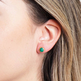 Genuine Malachite Silver or Gold Stud Earrings by Tiny Rituals - A Roese Boutique