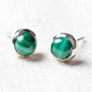 Genuine Malachite Silver or Gold Stud Earrings by Tiny Rituals - A Roese Boutique