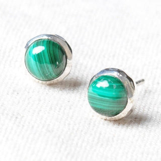 Genuine Malachite Silver or Gold Stud Earrings by Tiny Rituals - A Roese Boutique