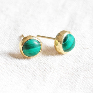 Genuine Malachite Silver or Gold Stud Earrings by Tiny Rituals - A Roese Boutique