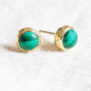 Genuine Malachite Silver or Gold Stud Earrings by Tiny Rituals - A Roese Boutique