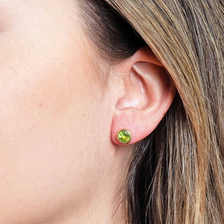 Genuine Peridot Silver or Gold Stud Earrings by Tiny Rituals - A Roese Boutique