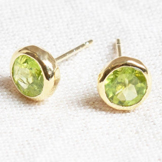 Genuine Peridot Silver or Gold Stud Earrings by Tiny Rituals - A Roese Boutique