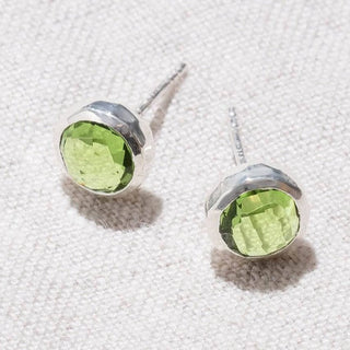 Genuine Peridot Silver or Gold Stud Earrings by Tiny Rituals - A Roese Boutique