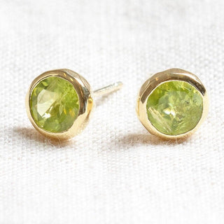 Genuine Peridot Silver or Gold Stud Earrings by Tiny Rituals - A Roese Boutique