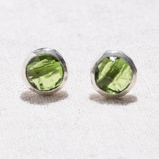 Genuine Peridot Silver or Gold Stud Earrings by Tiny Rituals - A Roese Boutique