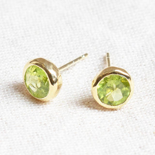 Genuine Peridot Silver or Gold Stud Earrings by Tiny Rituals - A Roese Boutique