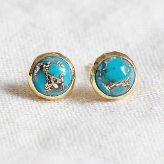 Genuine Turquoise Silver or Gold Stud Earrings by Tiny Rituals - A Roese Boutique