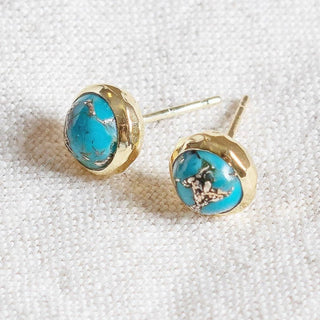 Genuine Turquoise Silver or Gold Stud Earrings by Tiny Rituals - A Roese Boutique