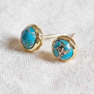 Genuine Turquoise Silver or Gold Stud Earrings by Tiny Rituals - A Roese Boutique