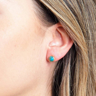 Genuine Turquoise Silver or Gold Stud Earrings by Tiny Rituals - A Roese Boutique