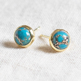 Genuine Turquoise Silver or Gold Stud Earrings by Tiny Rituals - A Roese Boutique