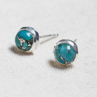 Genuine Turquoise Silver or Gold Stud Earrings by Tiny Rituals - A Roese Boutique