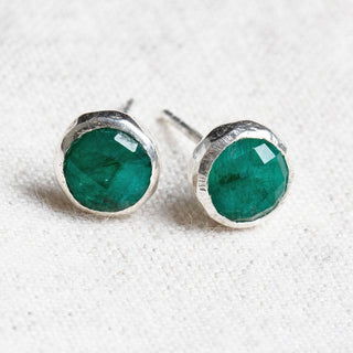 Green Jade Silver or Gold Stud Earrings by Tiny Rituals - A Roese Boutique