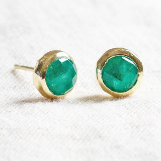 Green Jade Silver or Gold Stud Earrings by Tiny Rituals - A Roese Boutique