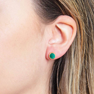 Green Jade Silver or Gold Stud Earrings by Tiny Rituals - A Roese Boutique