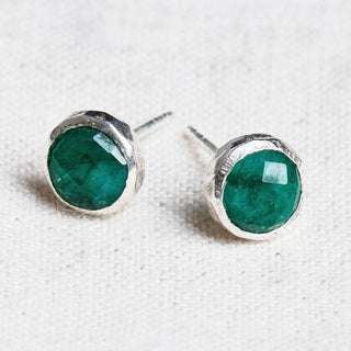 Green Jade Silver or Gold Stud Earrings by Tiny Rituals - A Roese Boutique