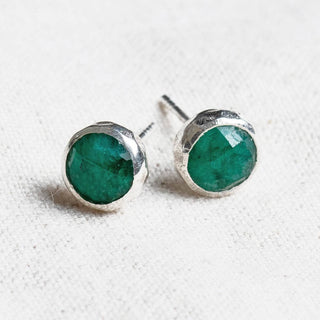 Green Jade Silver or Gold Stud Earrings by Tiny Rituals - A Roese Boutique