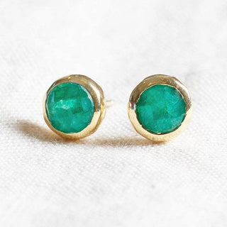 Green Jade Silver or Gold Stud Earrings by Tiny Rituals - A Roese Boutique