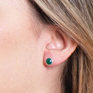 Green Jade Silver or Gold Stud Earrings by Tiny Rituals - A Roese Boutique