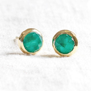 Green Jade Silver or Gold Stud Earrings by Tiny Rituals - A Roese Boutique