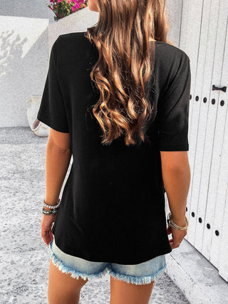 Half Zip Half Sleeve T-Shirt - A Roese Boutique