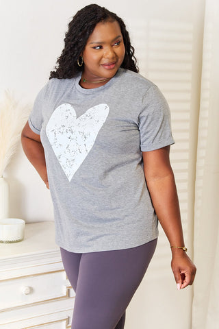 Heart Graphic Cuffed Tee - A Roese Boutique