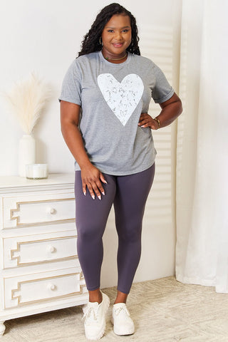 Heart Graphic Cuffed Tee - A Roese Boutique