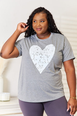 Heart Graphic Cuffed Tee - A Roese Boutique