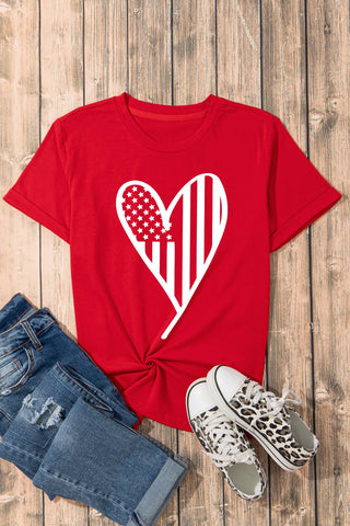 Heart Round Neck Short Sleeve T-Shirt - A Roese Boutique