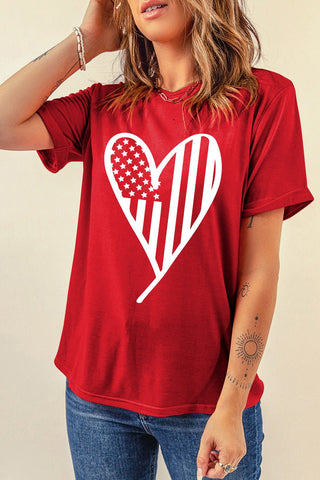 Heart Round Neck Short Sleeve T-Shirt - A Roese Boutique