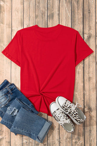 Heart Round Neck Short Sleeve T-Shirt - A Roese Boutique