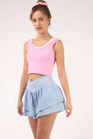 High Waist Layered Active Shorts - A Roese Boutique