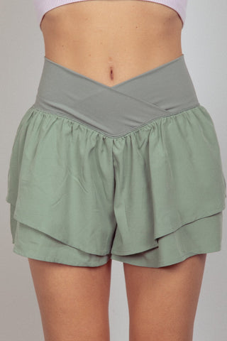 High Waist Layered Active Shorts - A Roese Boutique